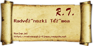 Radvánszki Tímea névjegykártya