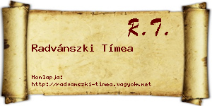 Radvánszki Tímea névjegykártya